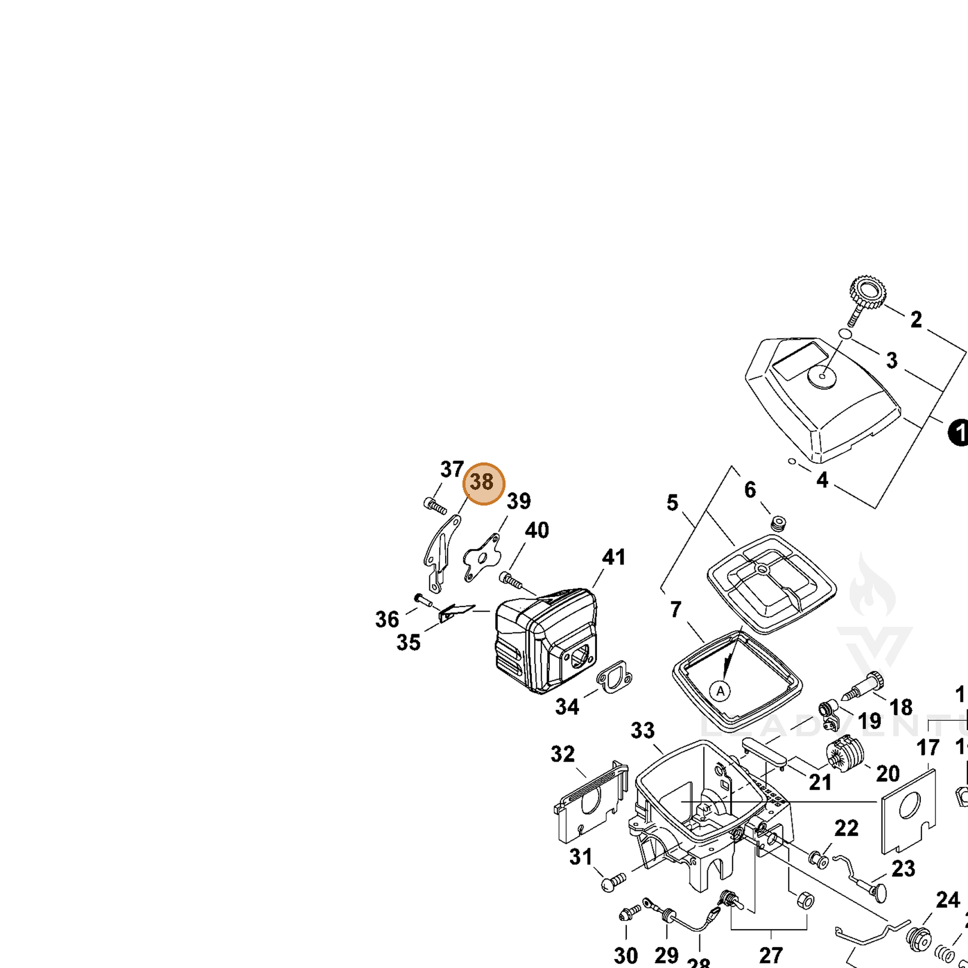 ECHO part 14571130830 — IPL diagram snippet (6x zoom, amber highlight)