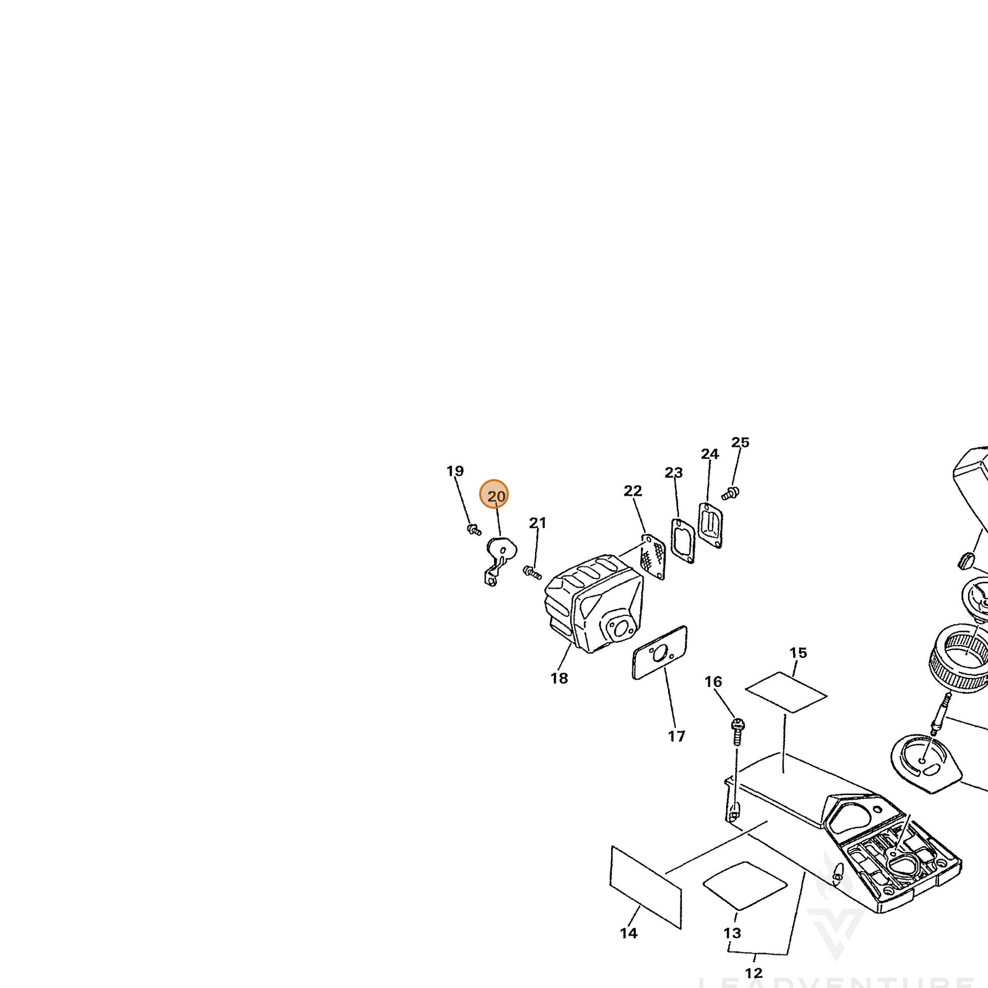 ECHO part 14571133330 — IPL diagram snippet (6x zoom, amber highlight)