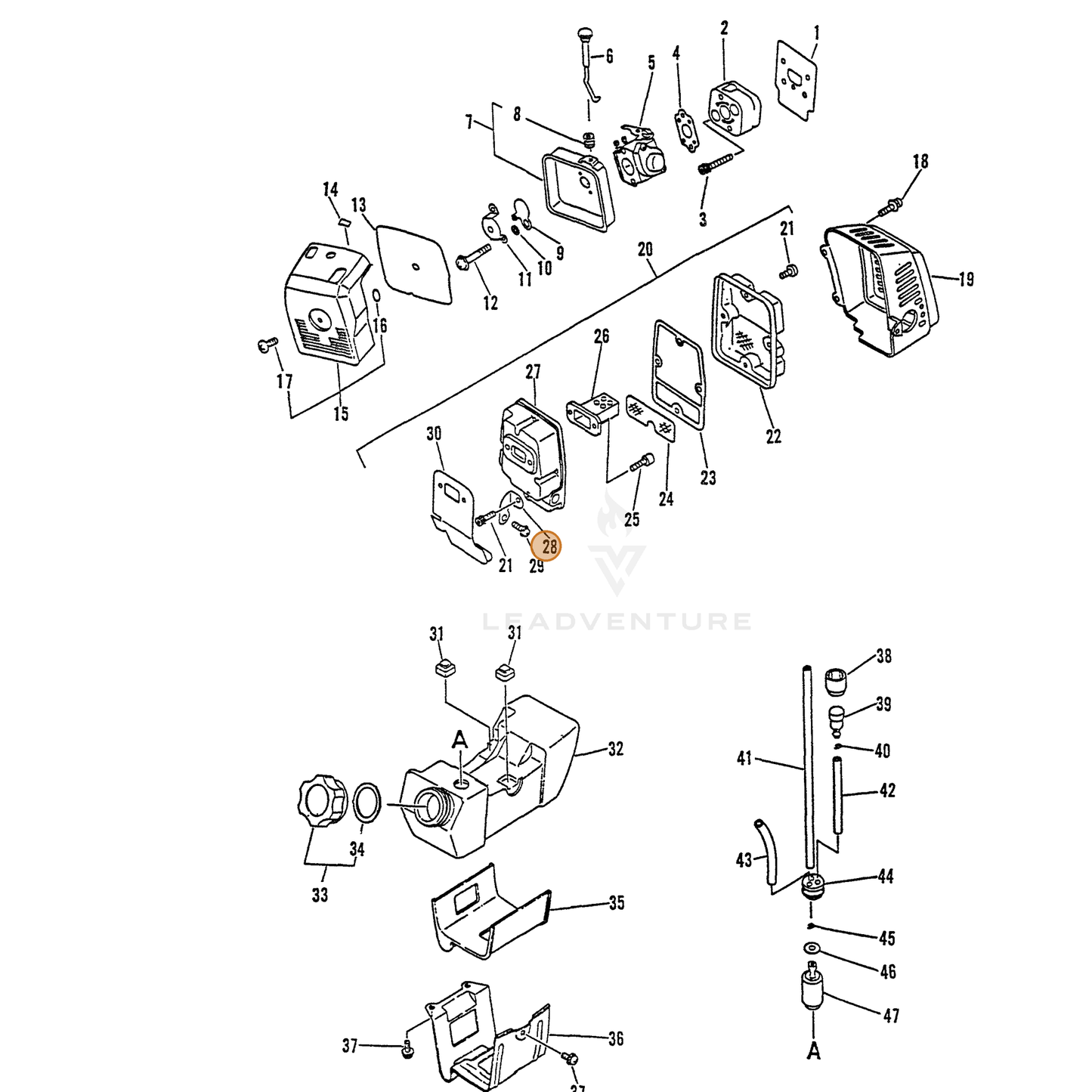 ECHO part 14571151330 — IPL diagram snippet (6x zoom, amber highlight)