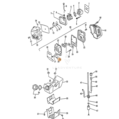 ECHO part 14571151330 — IPL diagram snippet (6x zoom, amber highlight)