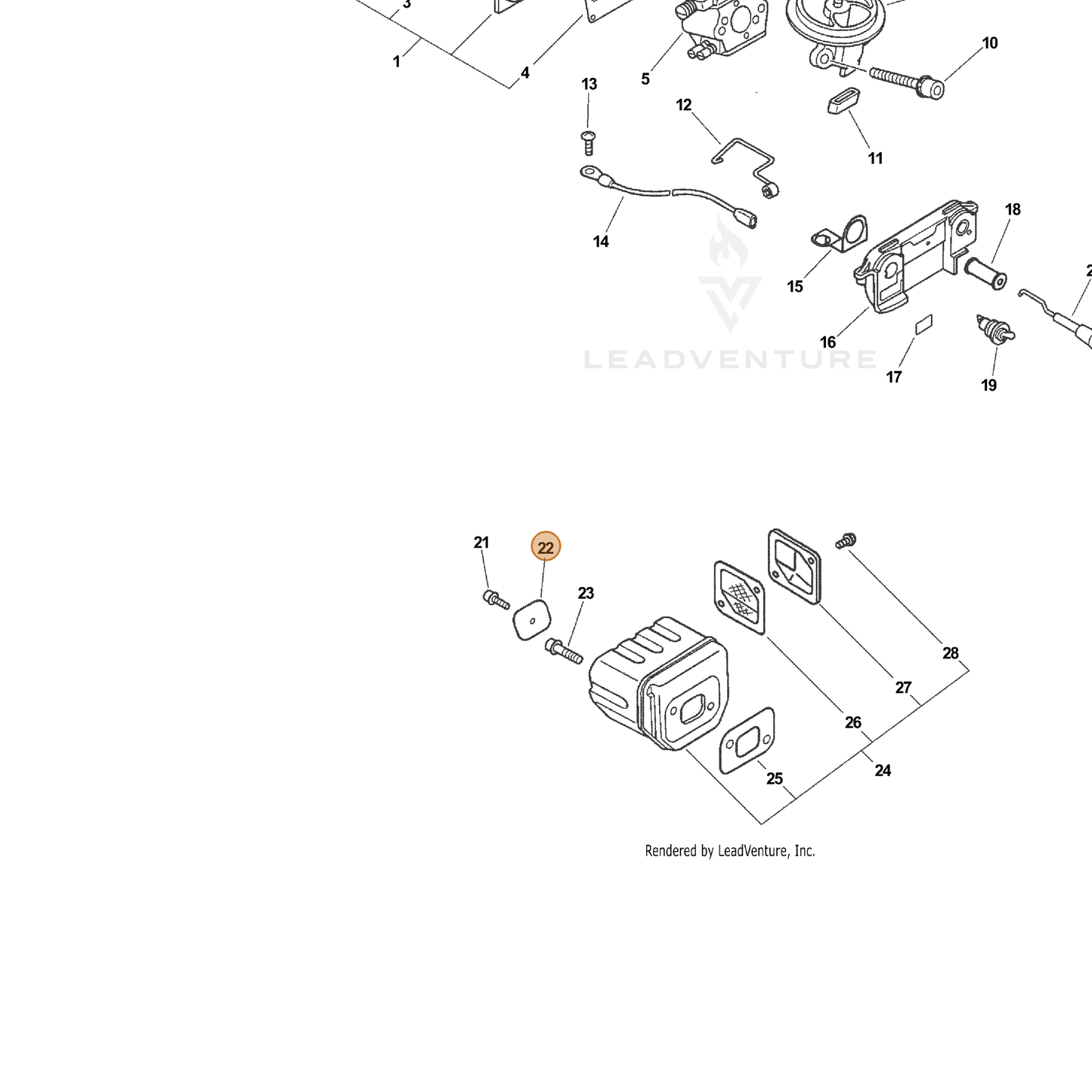 ECHO part 14571160631 — IPL diagram snippet (6x zoom, amber highlight)