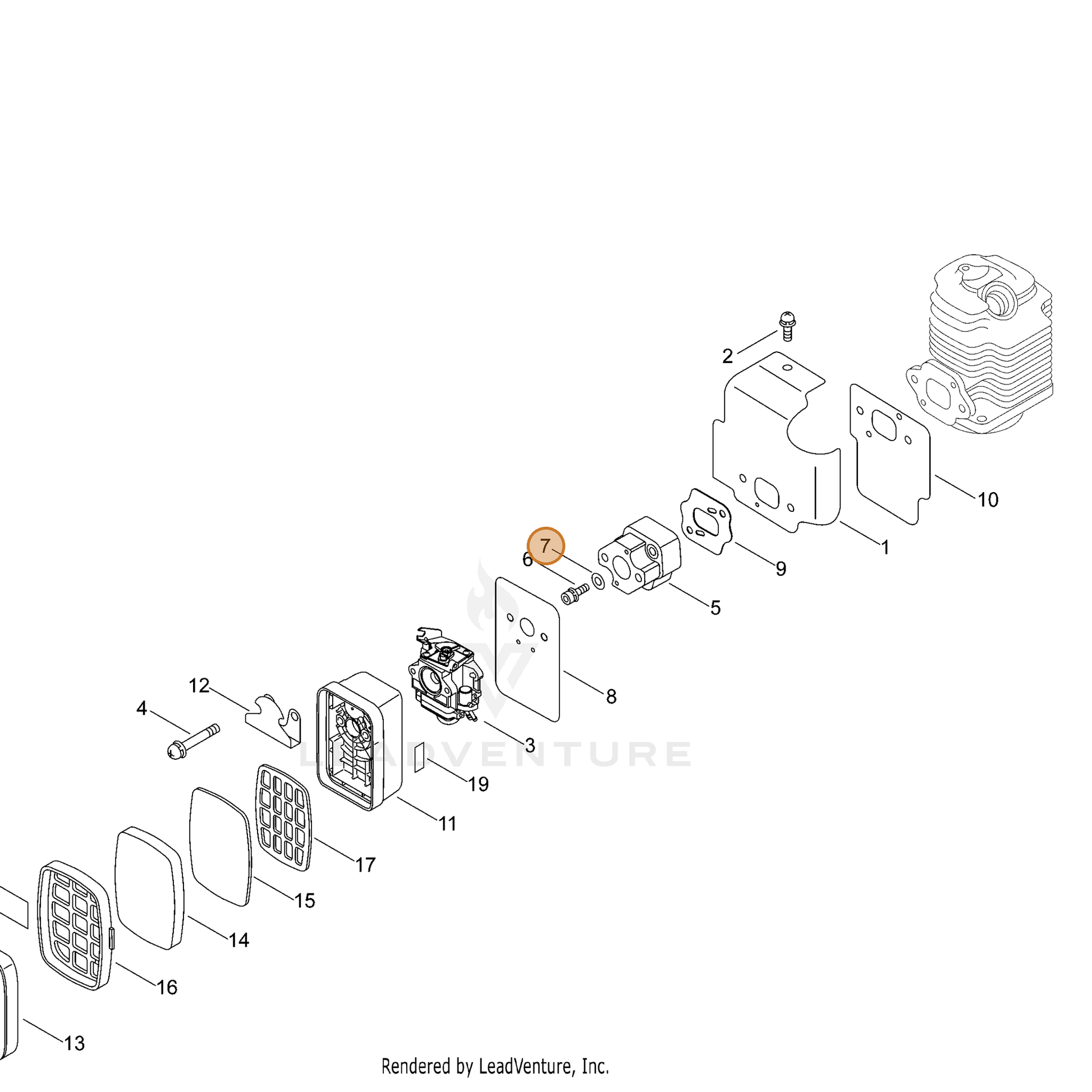 ECHO part 14571214730 — IPL diagram snippet (6x zoom, amber highlight)