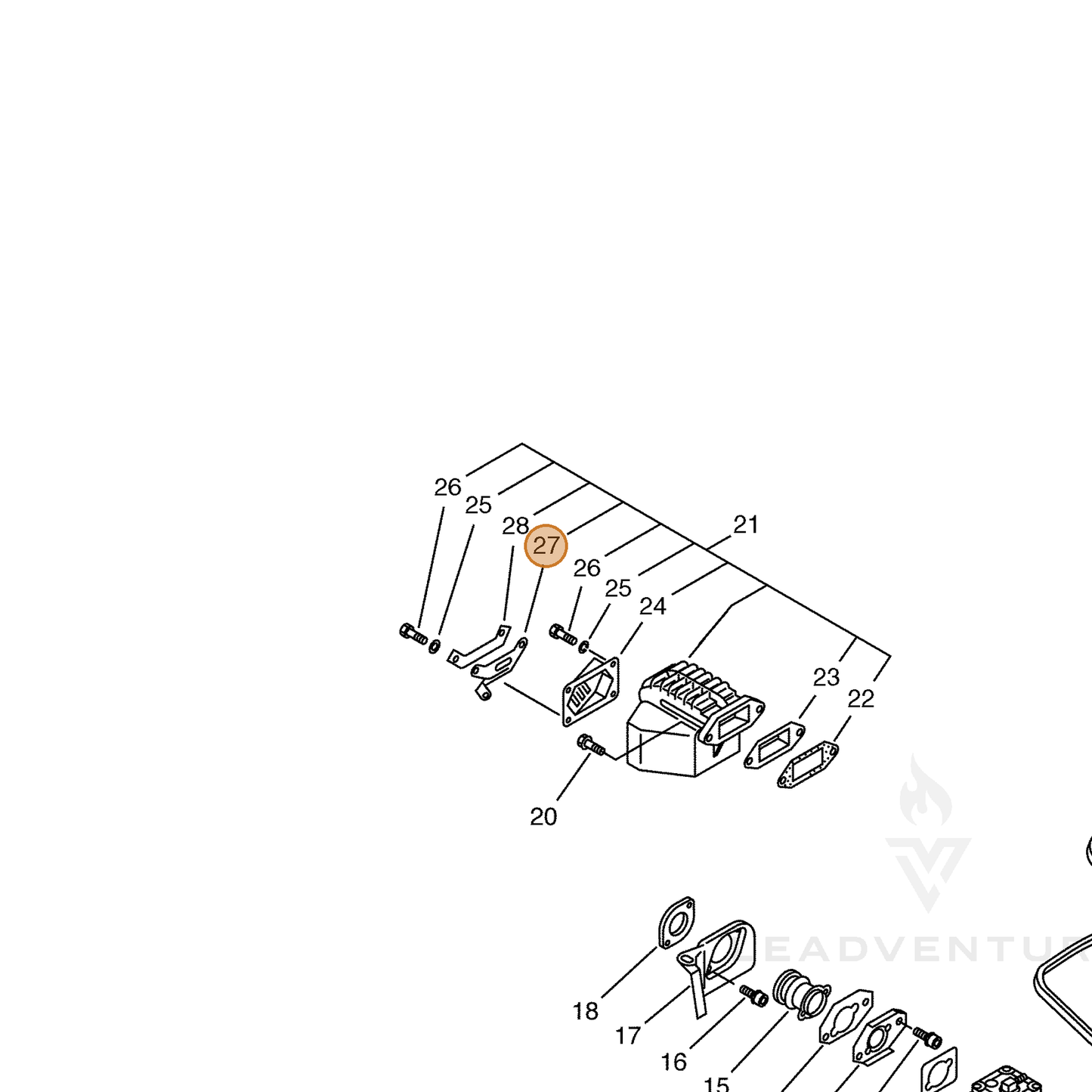 ECHO part 14572016431 — IPL diagram snippet (6x zoom, amber highlight)