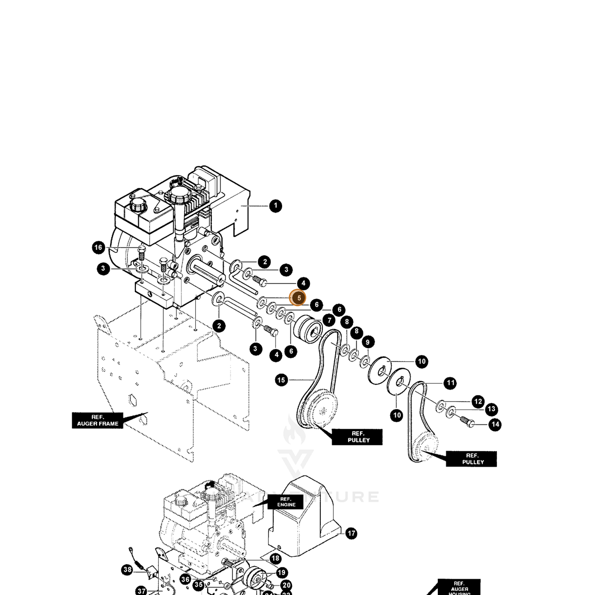 ECHO part 14579855 — IPL diagram snippet (6x zoom, amber highlight)