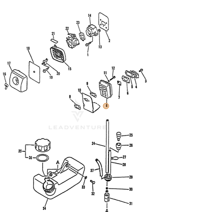ECHO part 14580005063 — IPL diagram snippet (6x zoom, amber highlight)