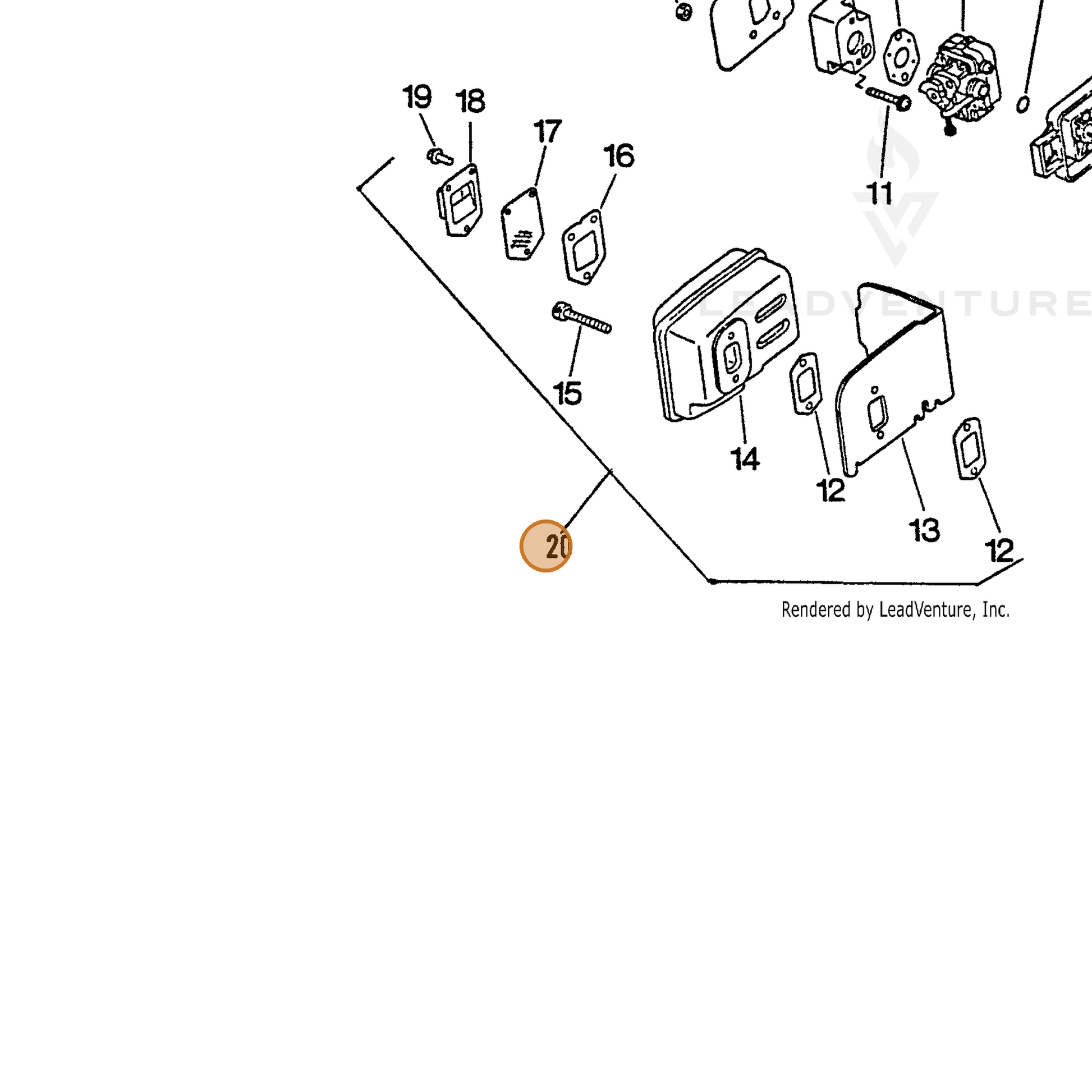 ECHO part 14580005162 — IPL diagram snippet (6x zoom, amber highlight)