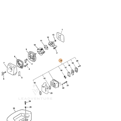 ECHO part 14580005361 — IPL diagram snippet (6x zoom, amber highlight)