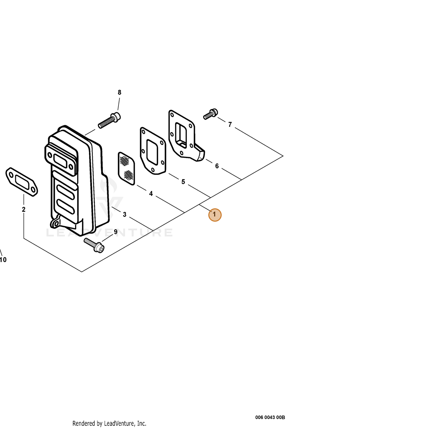 ECHO part 14580008264 — IPL diagram snippet (6x zoom, amber highlight)