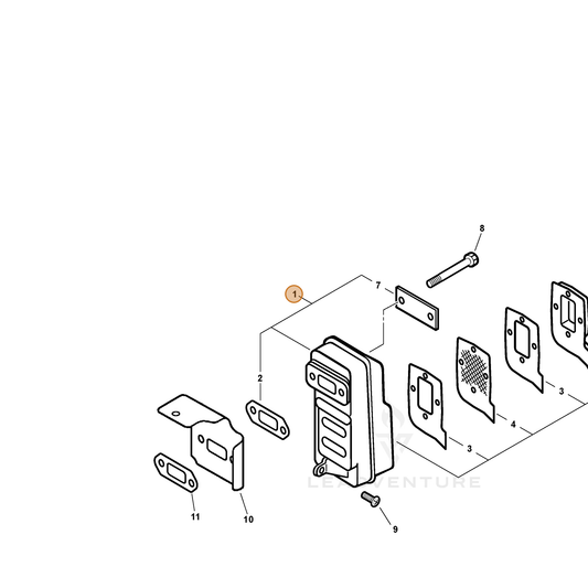 ECHO part 14580021261 — IPL diagram snippet (6x zoom, amber highlight)