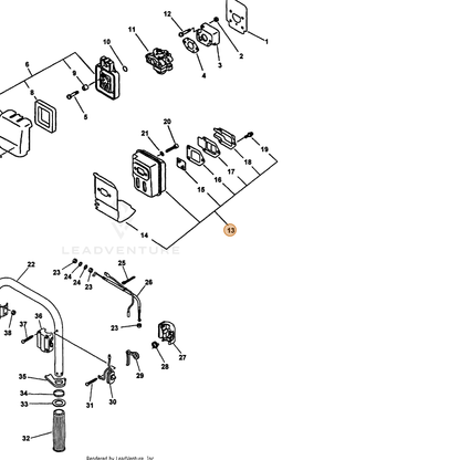 ECHO part 14580021361 — IPL diagram snippet (6x zoom, amber highlight)