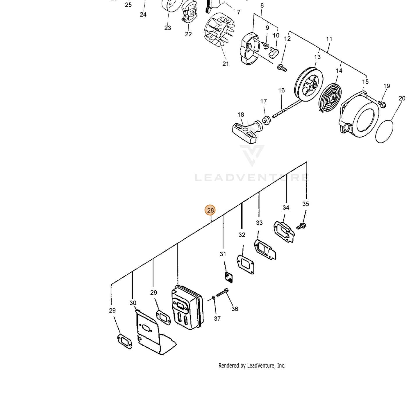 ECHO part 14580054133 — IPL diagram snippet (6x zoom, amber highlight)