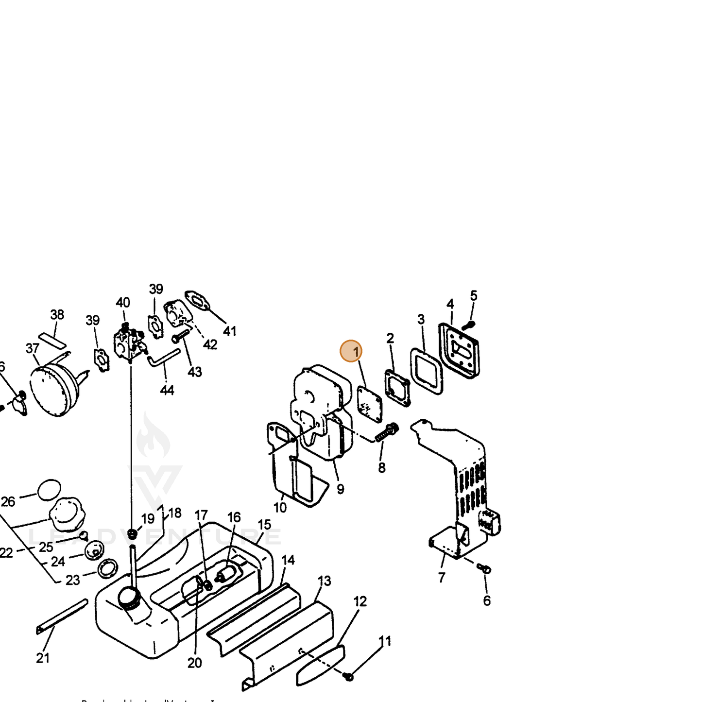 ECHO part 14580100761 — IPL diagram snippet (6x zoom, amber highlight)