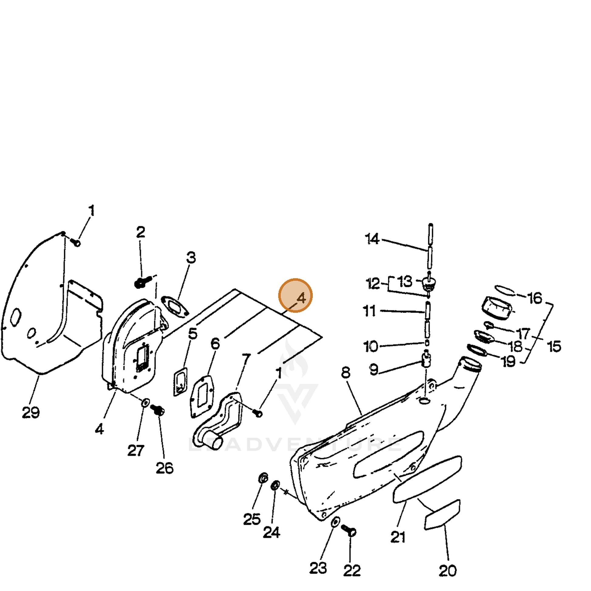 ECHO part 14580204261 — IPL diagram snippet (6x zoom, amber highlight)