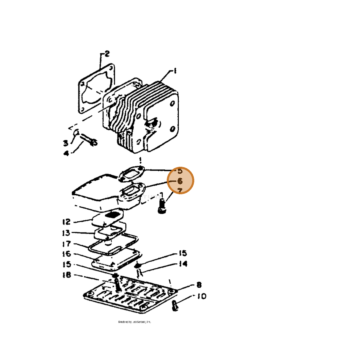 ECHO part 14580503930 — IPL diagram snippet (6x zoom, amber highlight)