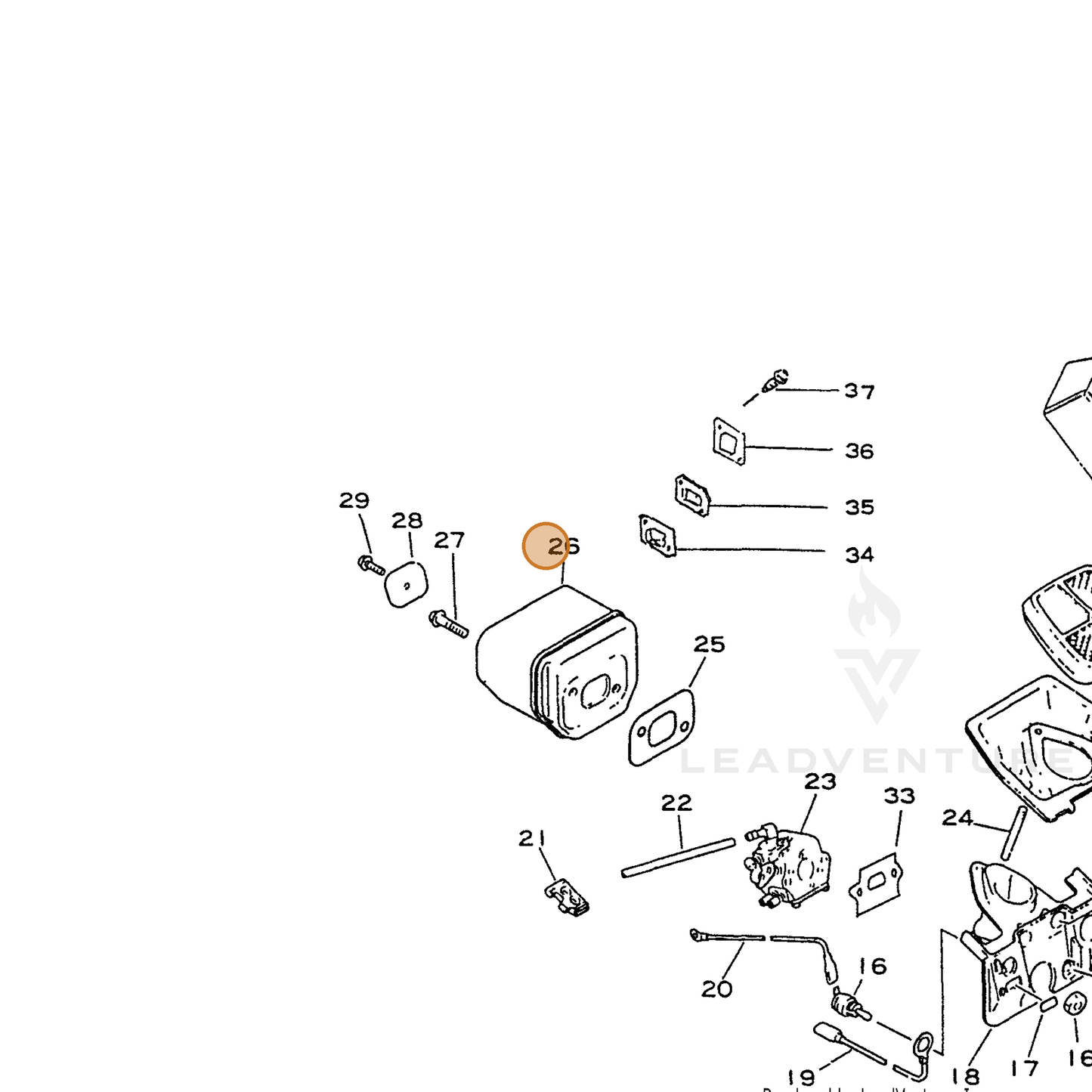ECHO part 14580535430 — IPL diagram snippet (6x zoom, amber highlight)