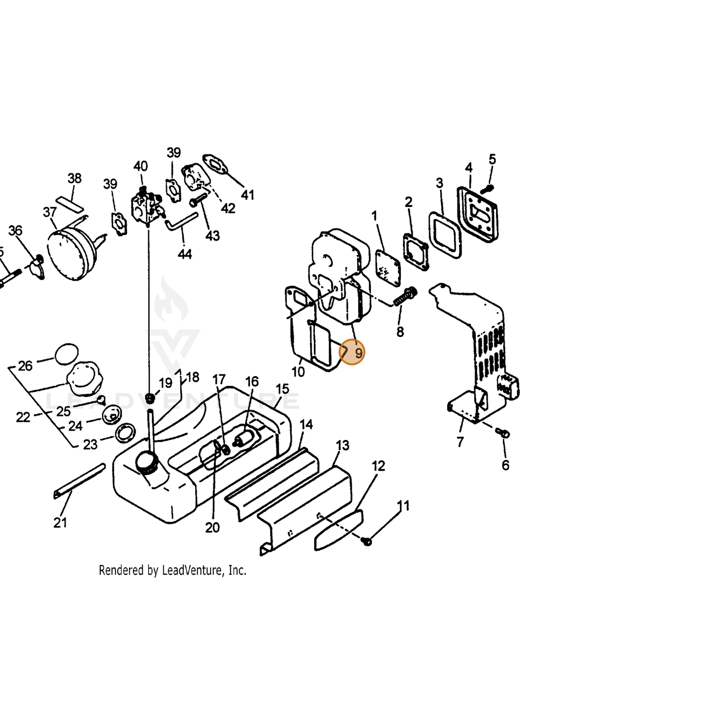 ECHO part 14580600762 — IPL diagram snippet (6x zoom, amber highlight)