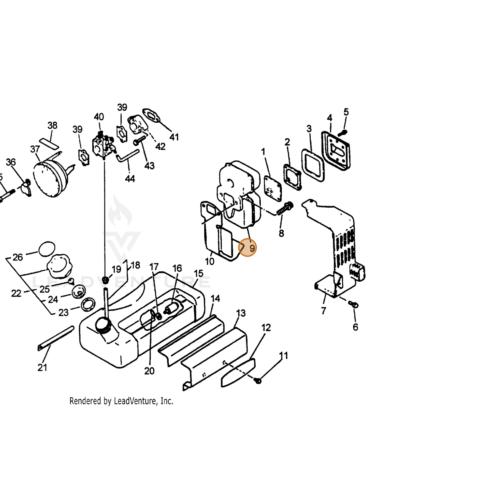 ECHO part 14580600762 — IPL diagram snippet (6x zoom, amber highlight)