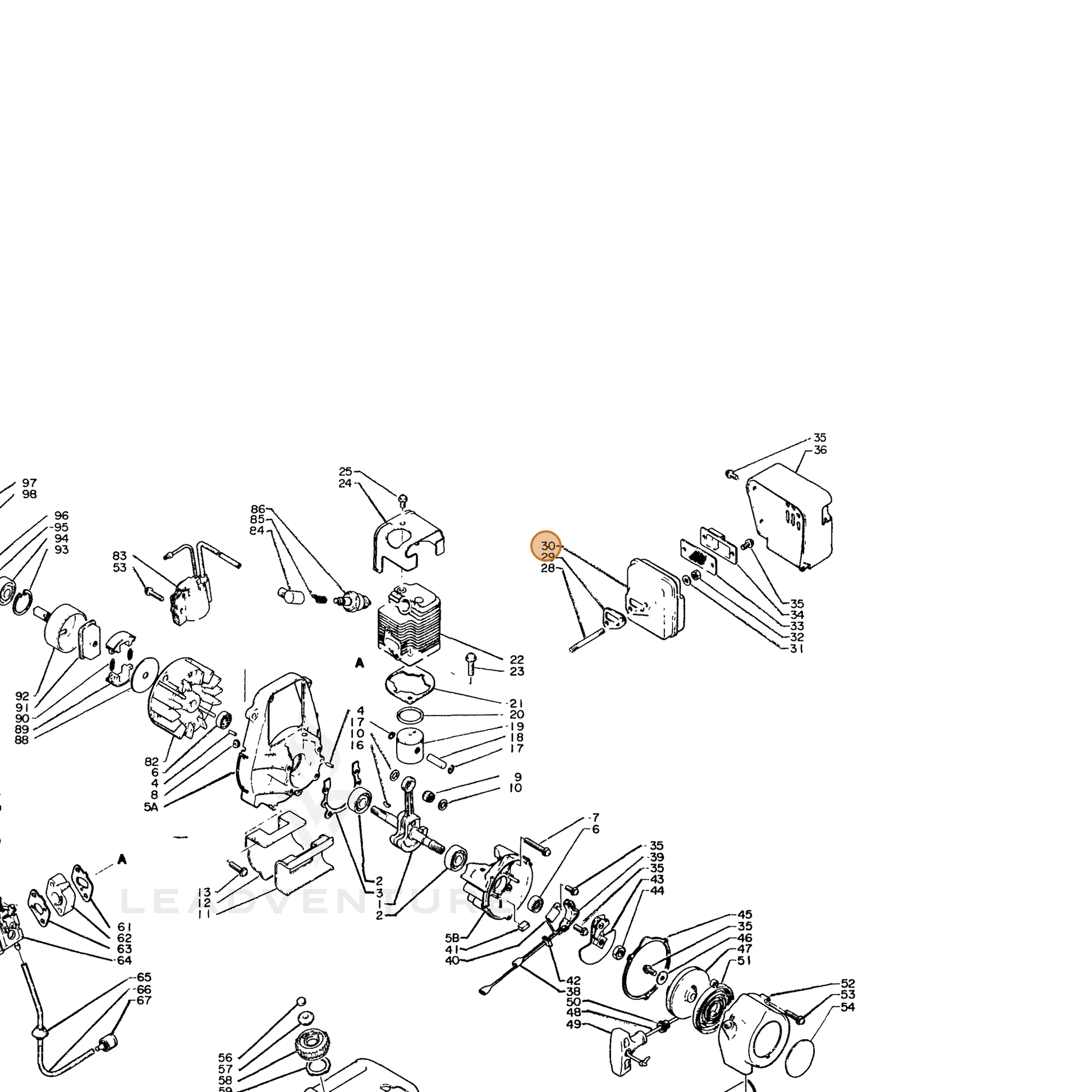 ECHO part 14580606520 — IPL diagram snippet (6x zoom, amber highlight)