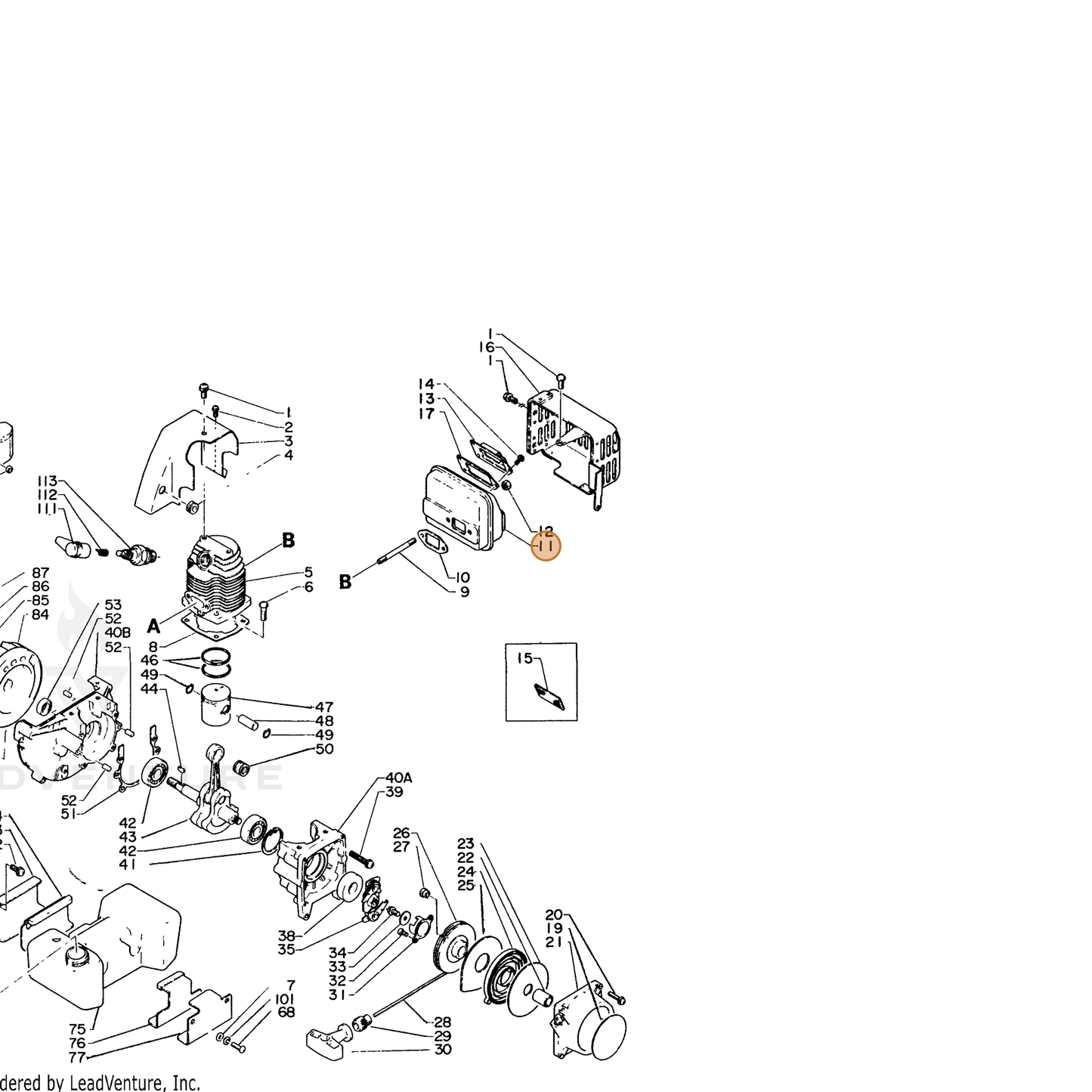 ECHO part 14580606720 — IPL diagram snippet (6x zoom, amber highlight)