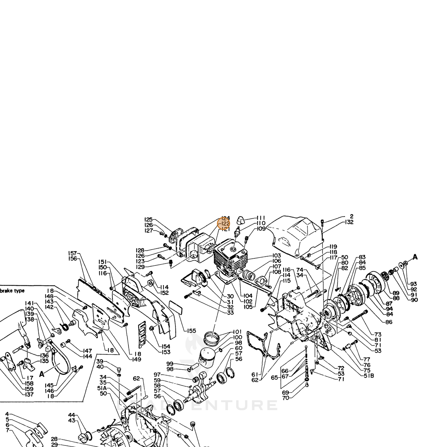 ECHO part 14580614733 — IPL diagram snippet (6x zoom, amber highlight)