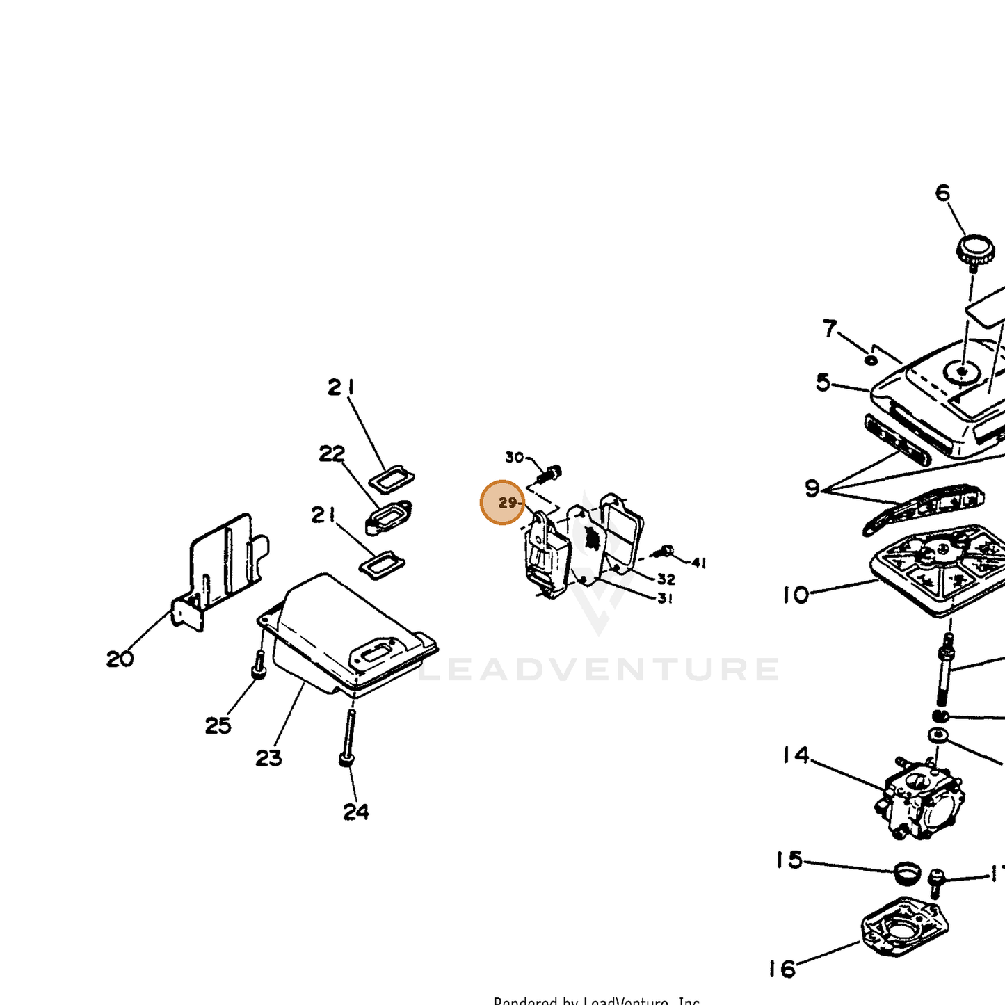 ECHO part 14580615230 — IPL diagram snippet (6x zoom, amber highlight)