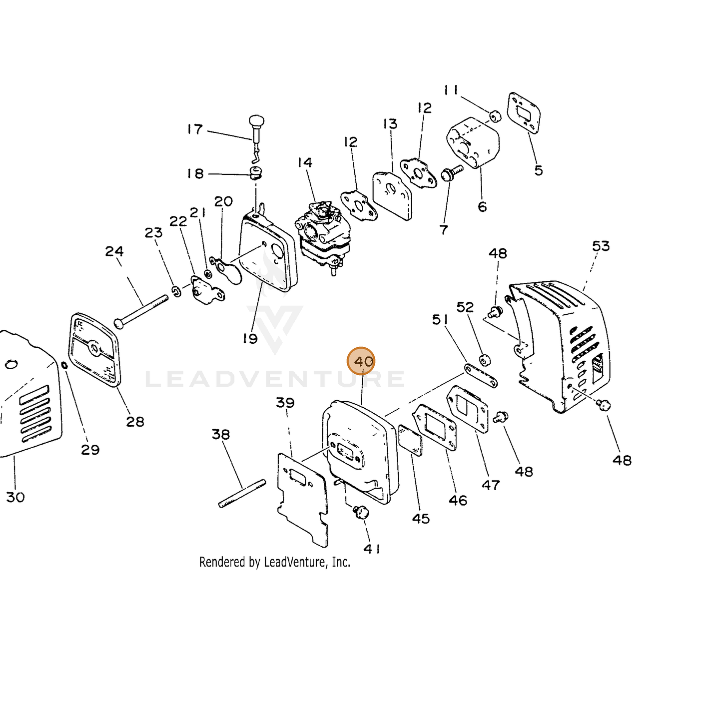 ECHO part 14580640630 — IPL diagram snippet (6x zoom, amber highlight)