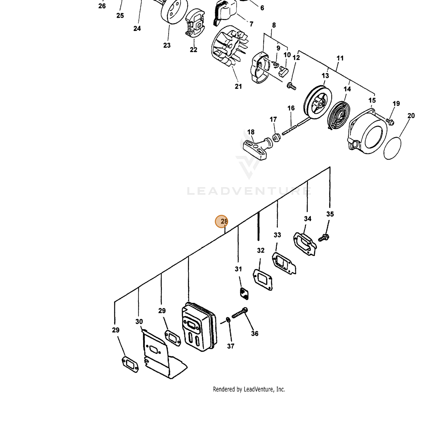 ECHO part 14580642030 — IPL diagram snippet (6x zoom, amber highlight)