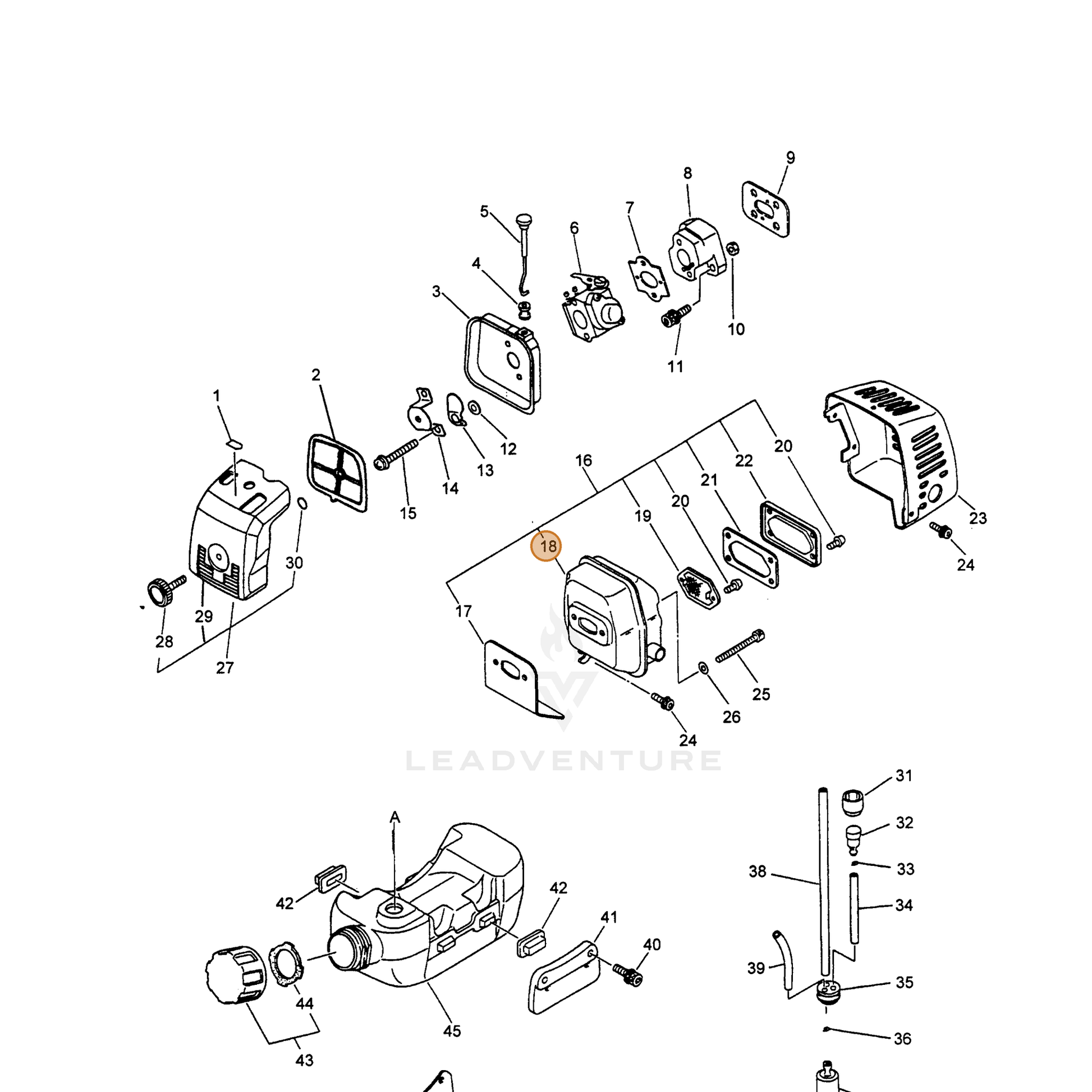 ECHO part 14580655730 — IPL diagram snippet (6x zoom, amber highlight)