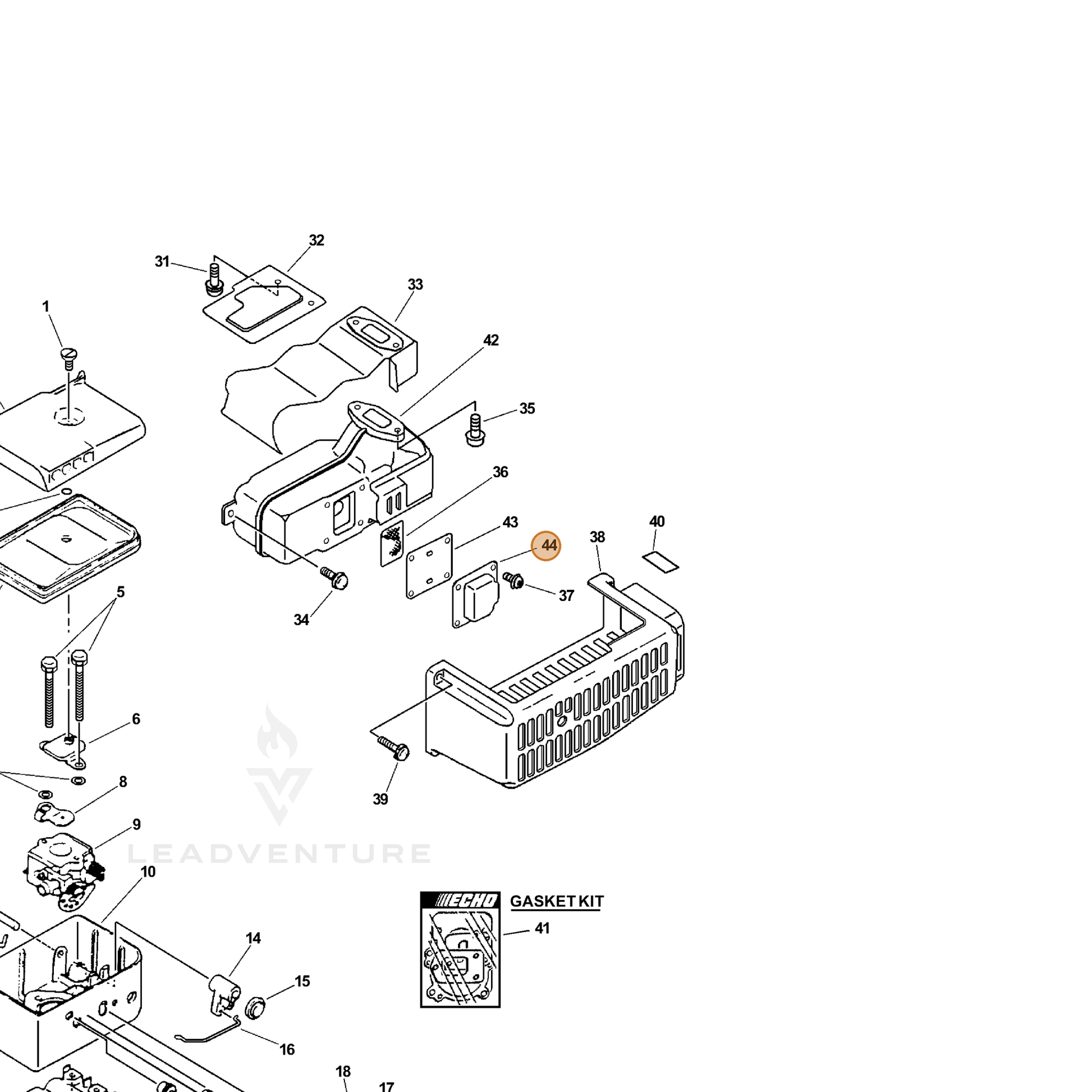 ECHO part 14580903361 — IPL diagram snippet (6x zoom, amber highlight)