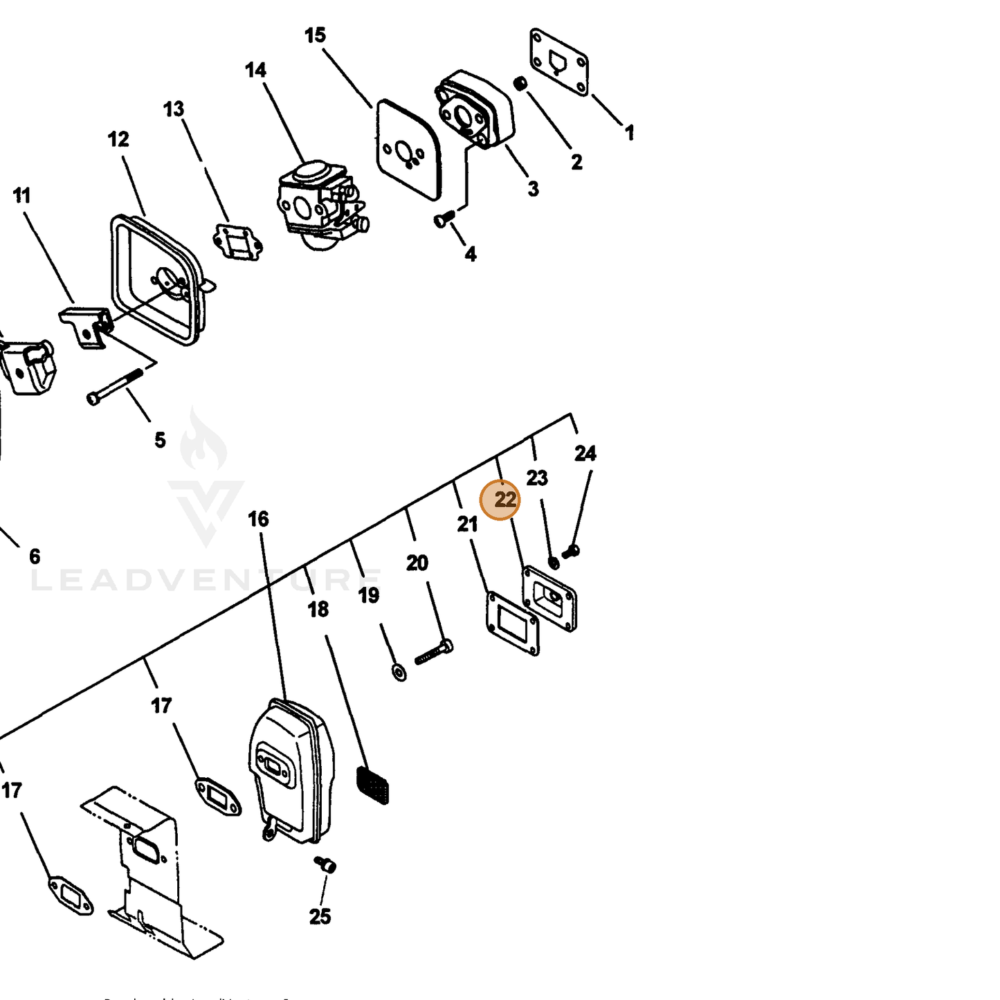 ECHO part 14580909660 — IPL diagram snippet (6x zoom, amber highlight)