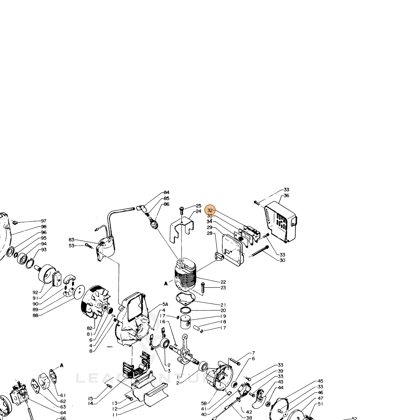 ECHO part 14580921930 — IPL diagram snippet (6x zoom, amber highlight)