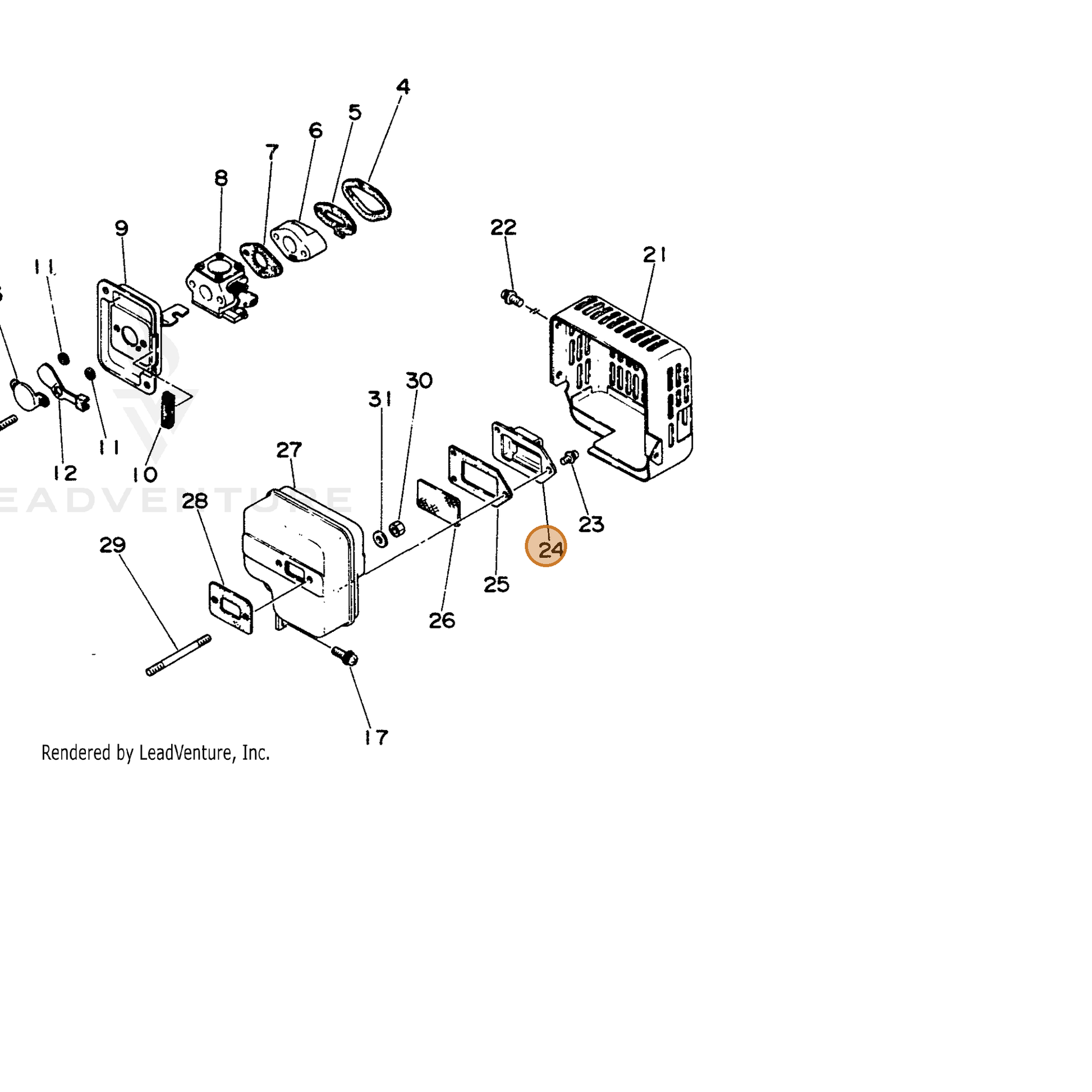 ECHO part 14580922730 — IPL diagram snippet (6x zoom, amber highlight)