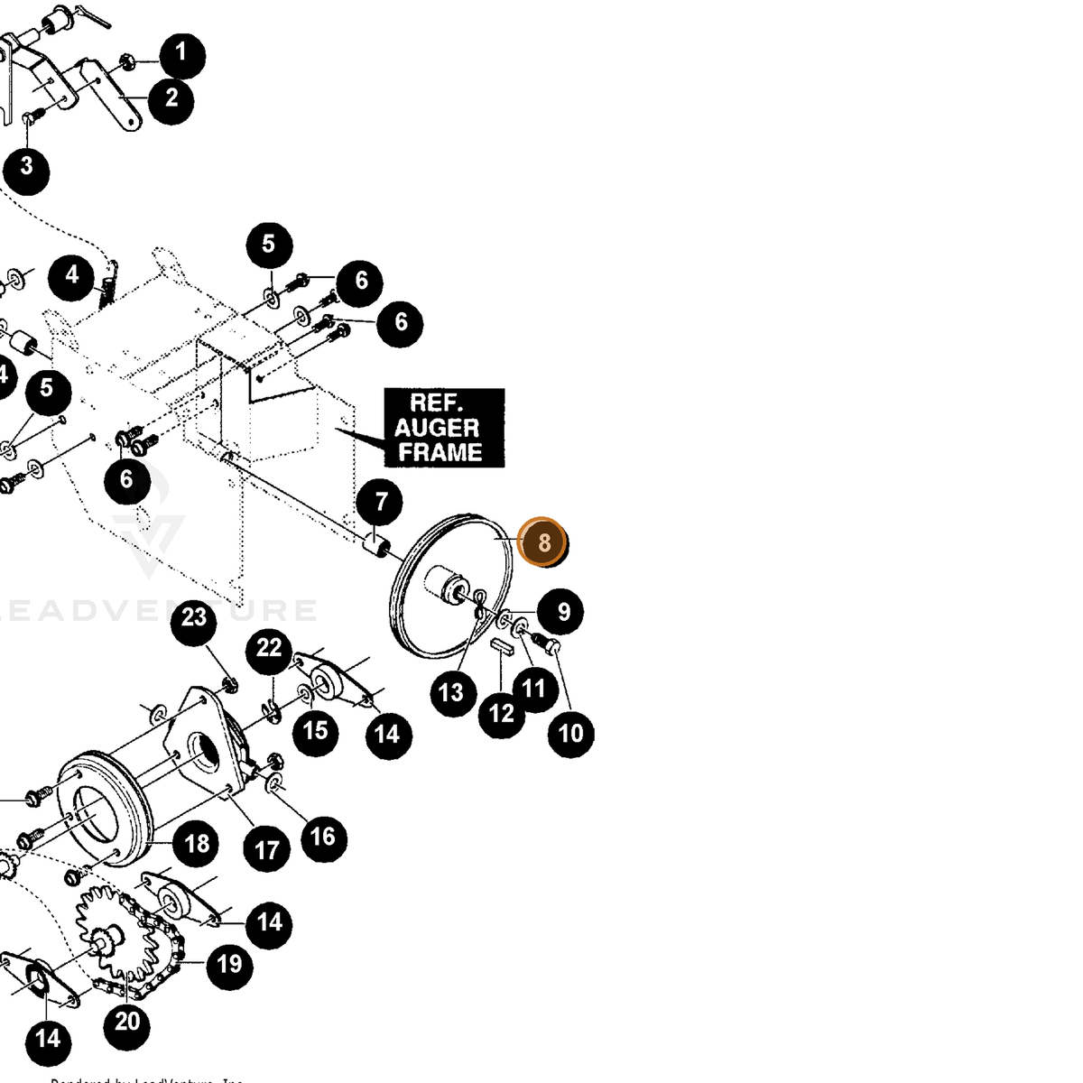 ECHO part 14580961 — IPL diagram snippet (6x zoom, amber highlight)