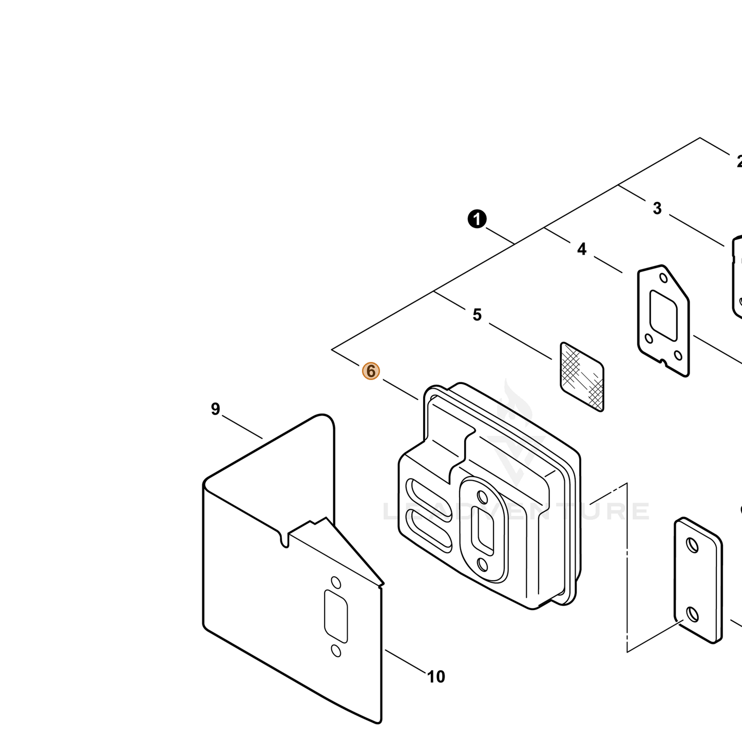 ECHO part 14581011520 — IPL diagram snippet (6x zoom, amber highlight)