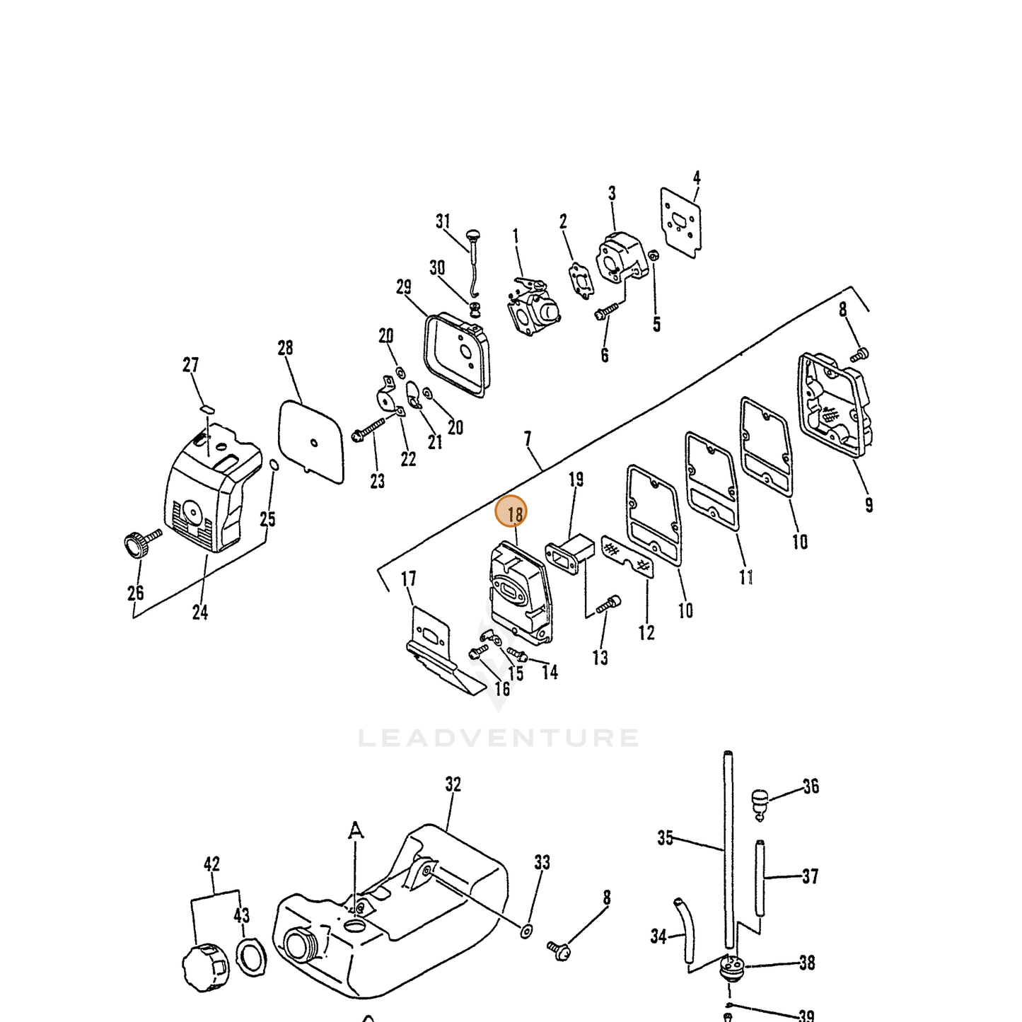 ECHO part 14581052130 — IPL diagram snippet (6x zoom, amber highlight)