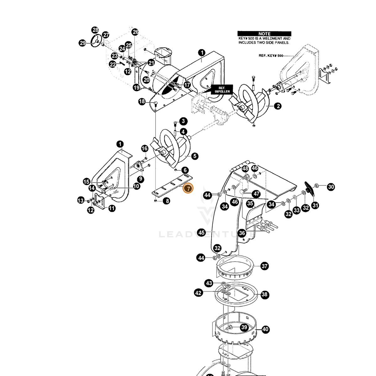 ECHO part 14581397 — IPL diagram snippet (6x zoom, amber highlight)