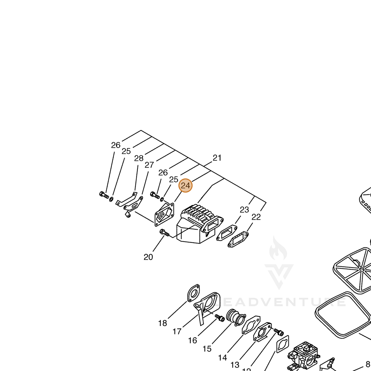ECHO part 14581814730 — IPL diagram snippet (6x zoom, amber highlight)