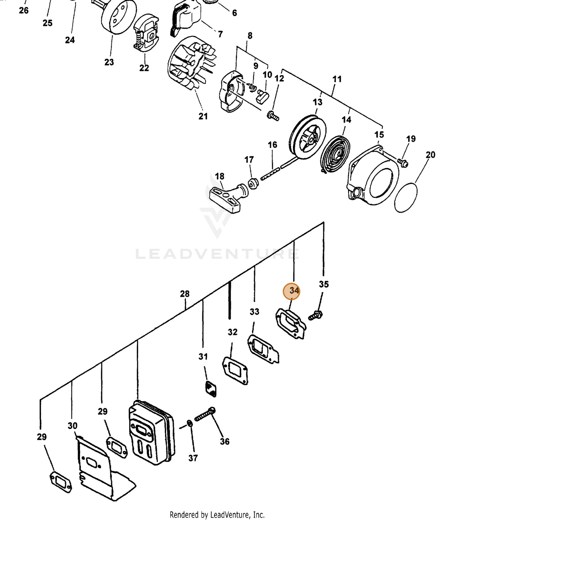 ECHO part 14581852130 — IPL diagram snippet (6x zoom, amber highlight)