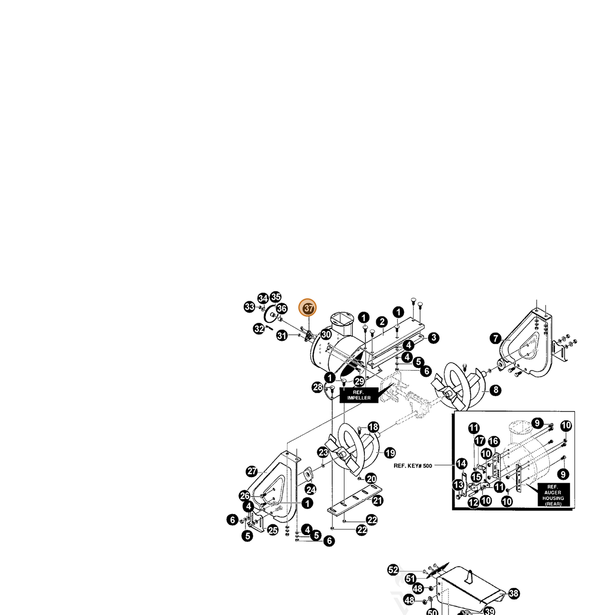 ECHO part 14582960 — IPL diagram snippet (6x zoom, amber highlight)