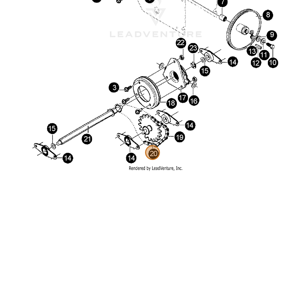 ECHO part 14583010 — IPL diagram snippet (6x zoom, amber highlight)