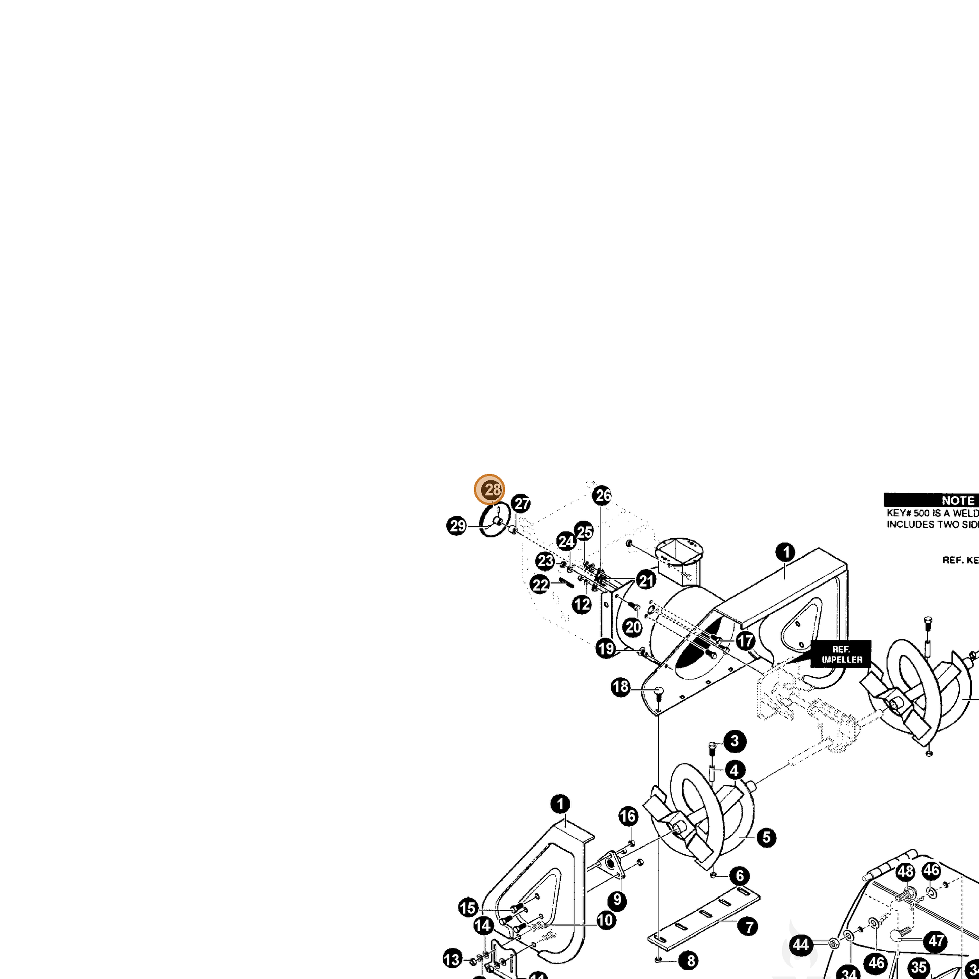 ECHO part 14583124 — IPL diagram snippet (6x zoom, amber highlight)
