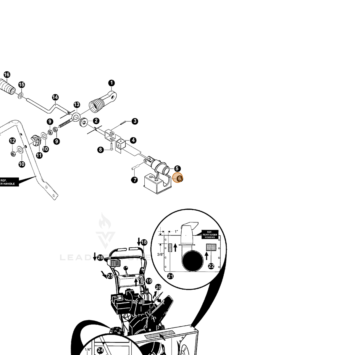 ECHO part 14585195 — IPL diagram snippet (6x zoom, amber highlight)