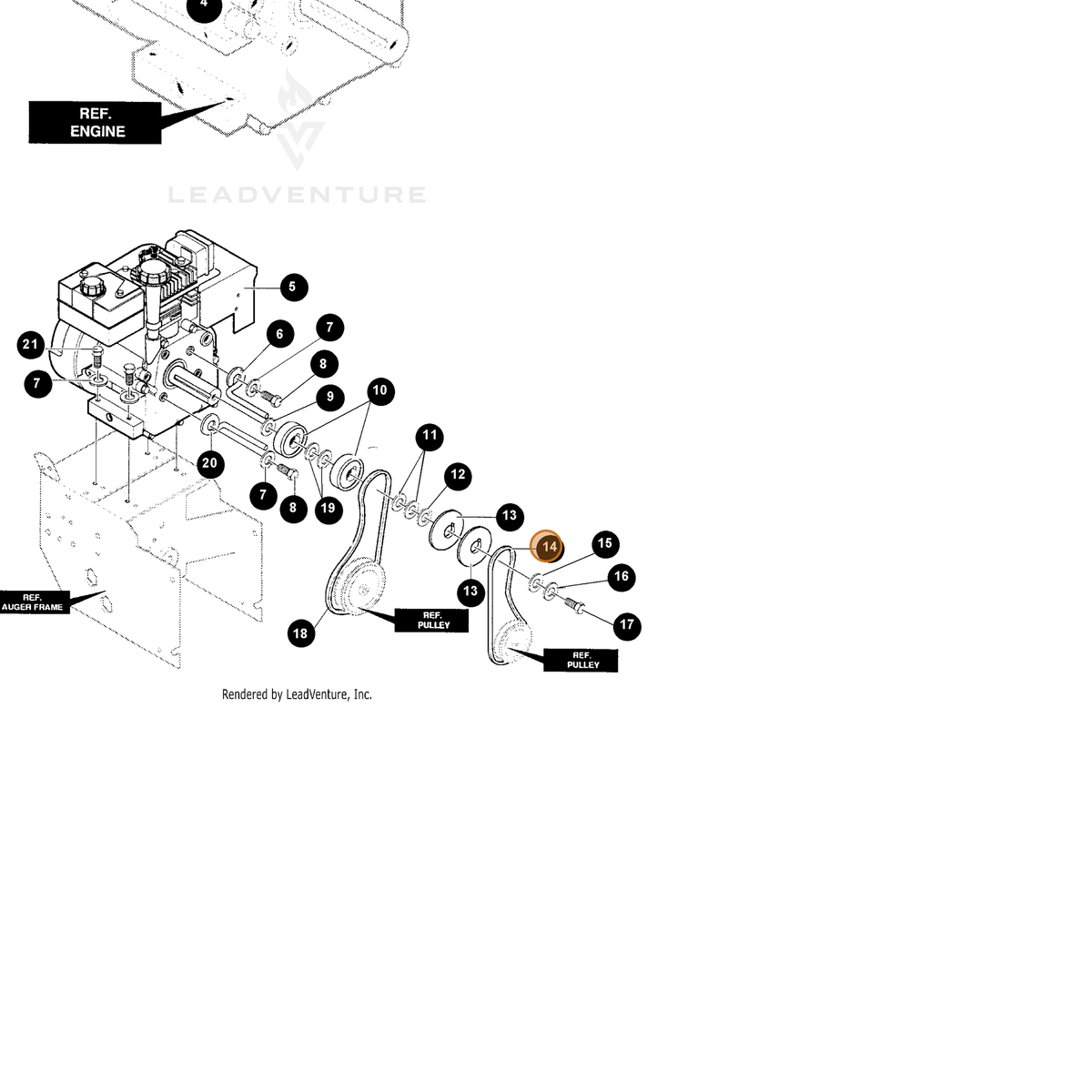ECHO part 14585416 — IPL diagram snippet (6x zoom, amber highlight)