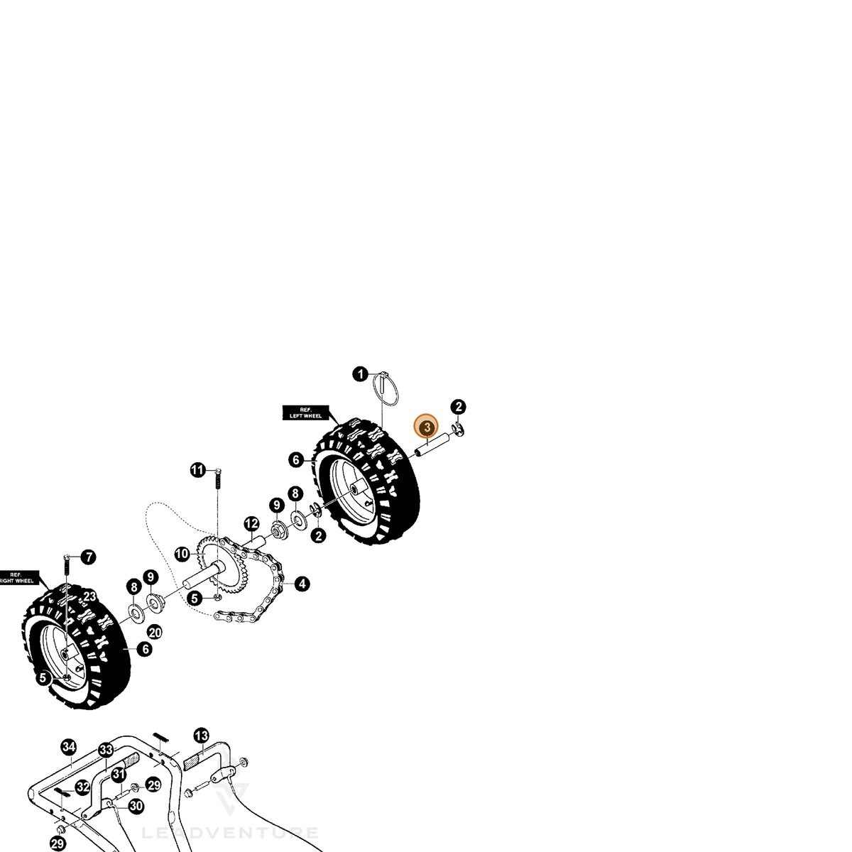 ECHO part 14585591 — IPL diagram snippet (6x zoom, amber highlight)
