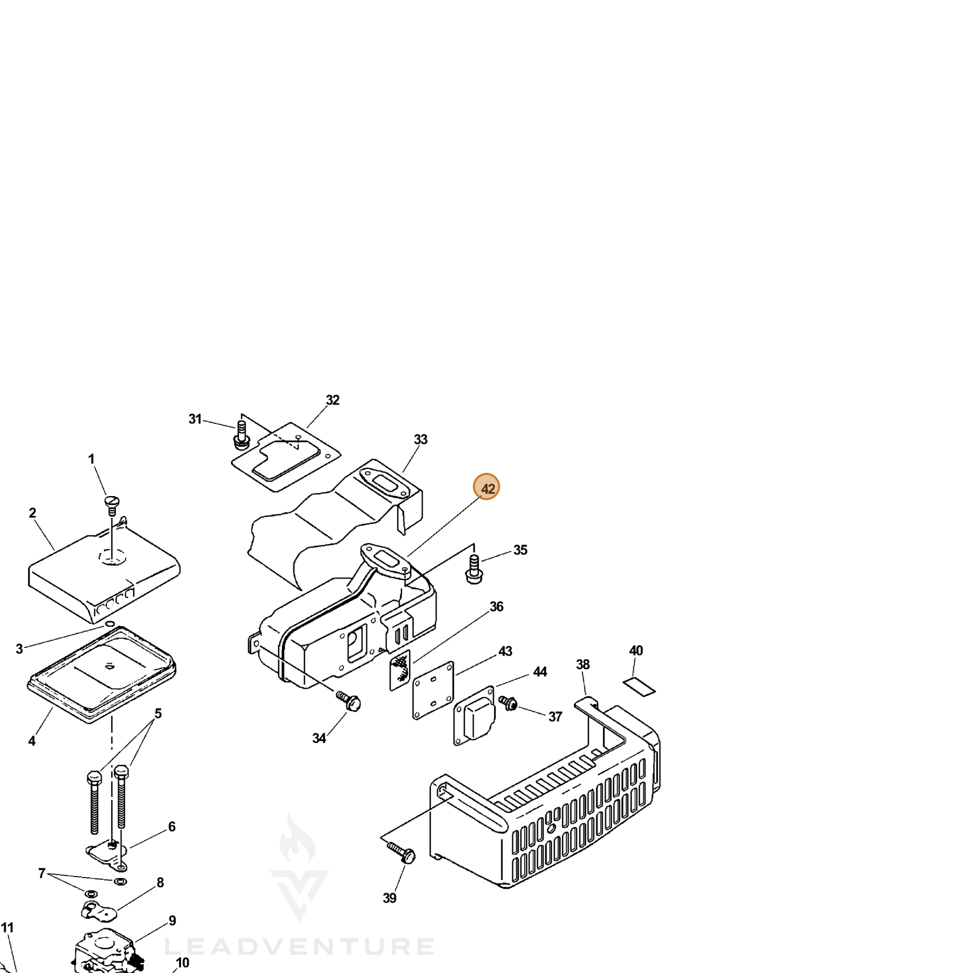 ECHO part 14585803360 — IPL diagram snippet (6x zoom, amber highlight)