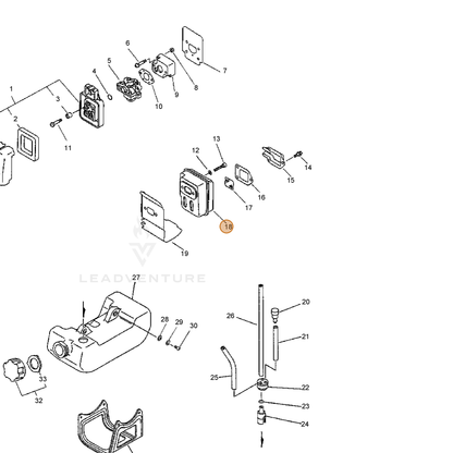 ECHO part 14585805560 — IPL diagram snippet (6x zoom, amber highlight)