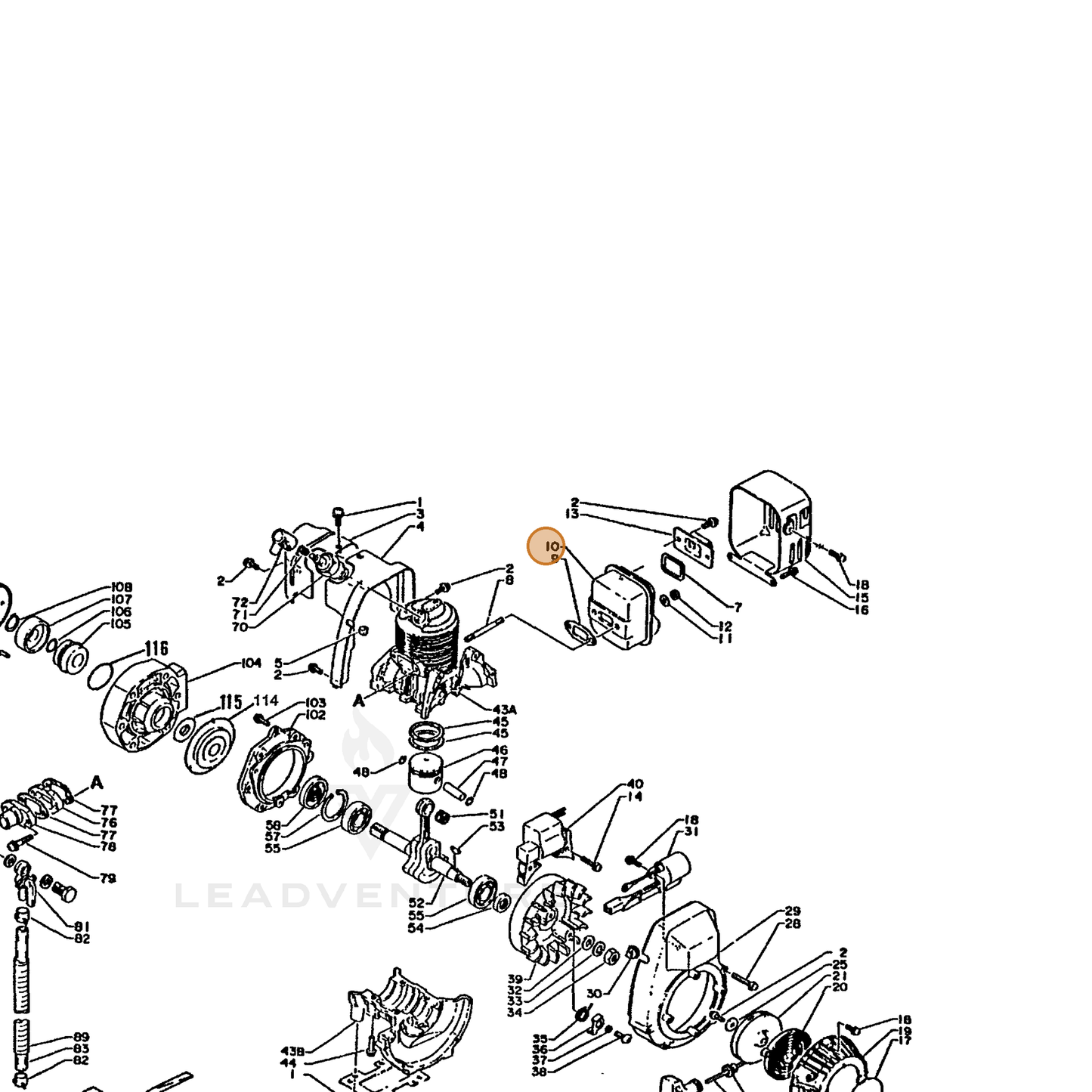ECHO part 14585808021 — IPL diagram snippet (6x zoom, amber highlight)