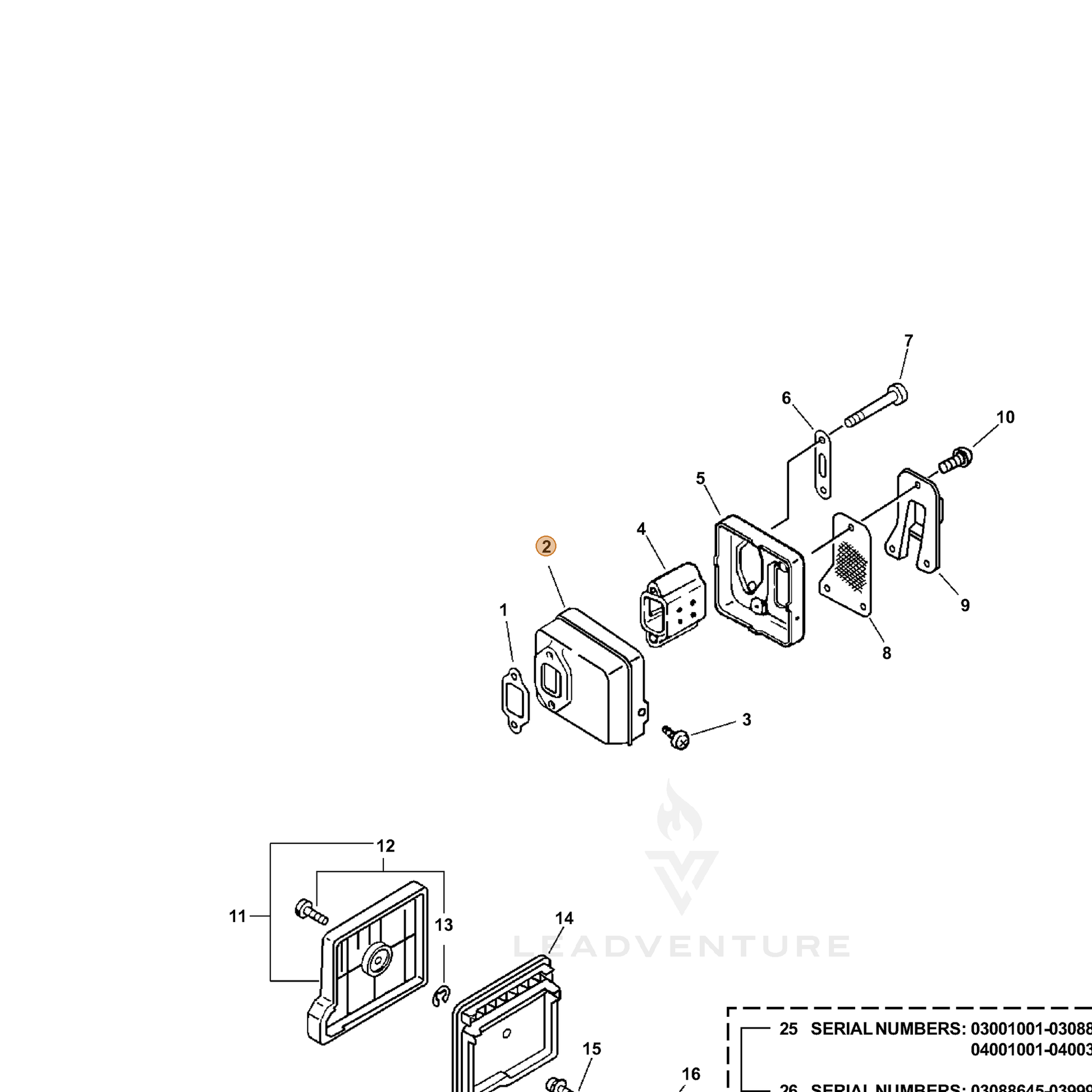 ECHO part 14585813931 — IPL diagram snippet (6x zoom, amber highlight)