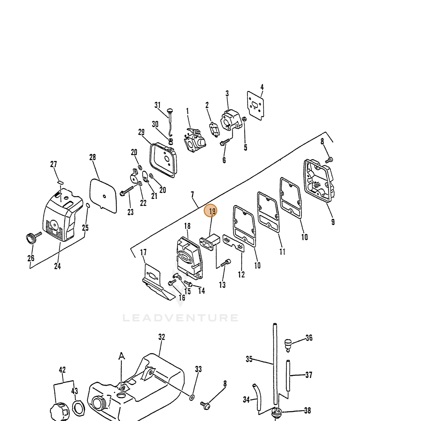 ECHO part 14585952130 — IPL diagram snippet (6x zoom, amber highlight)