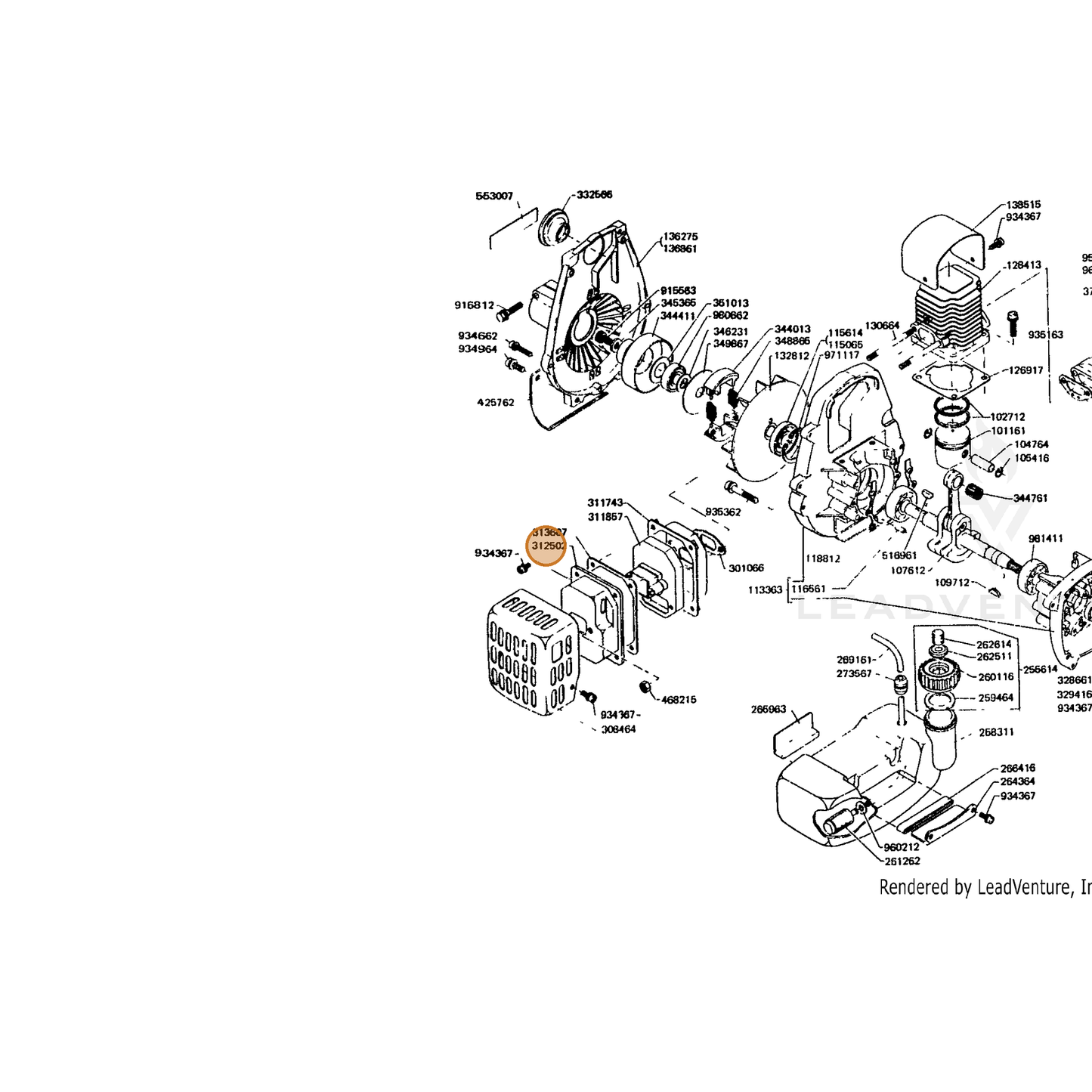 ECHO part 14586105120 — IPL diagram snippet (6x zoom, amber highlight)